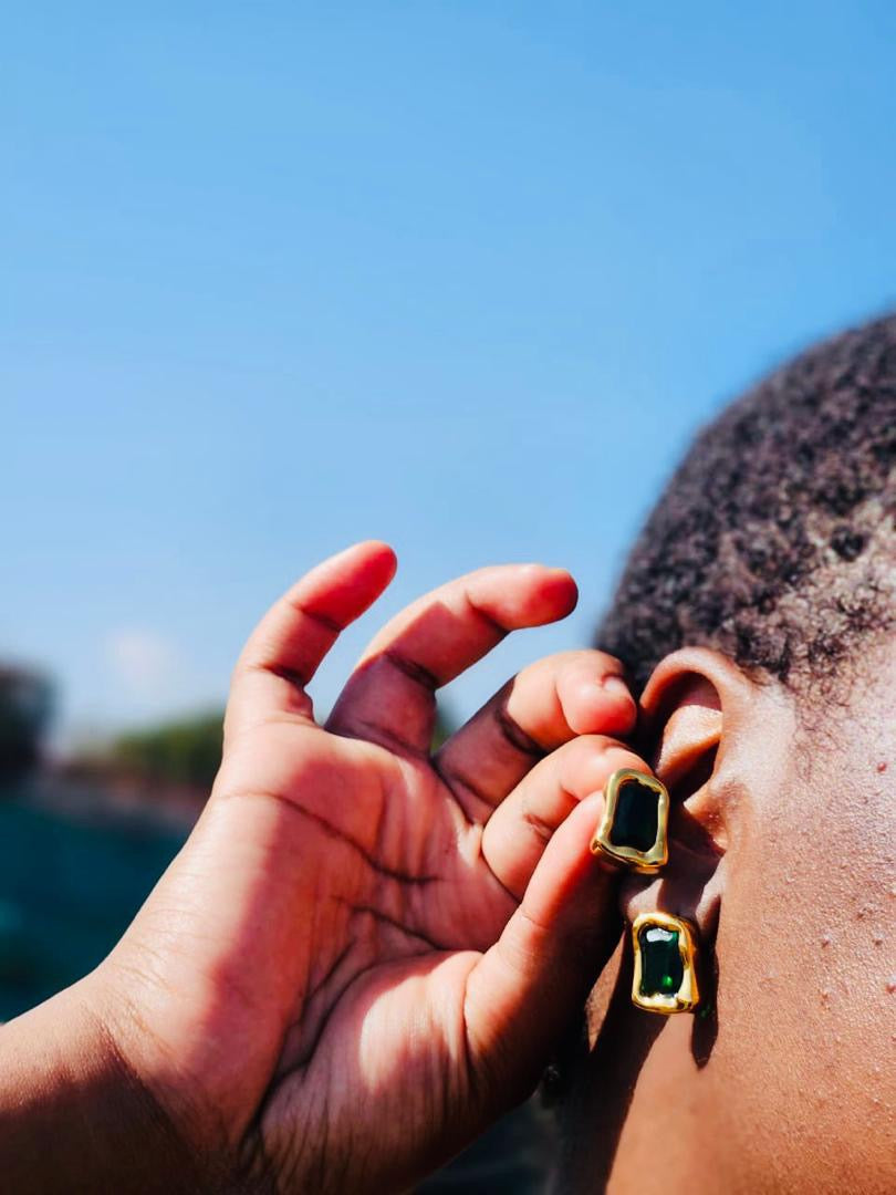 Molten emrald earrings