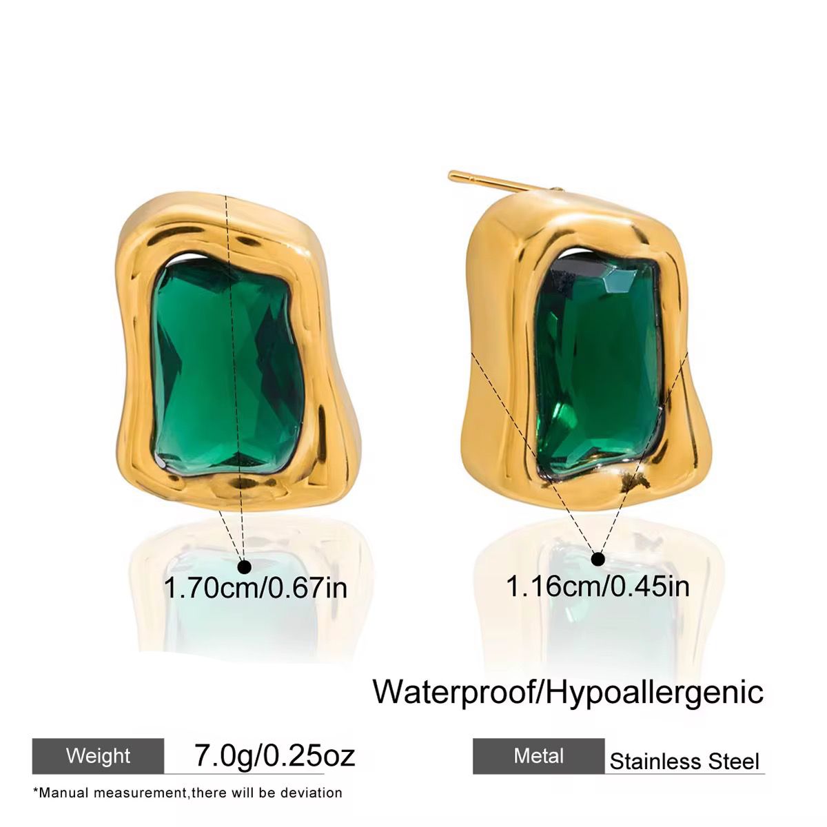 Molten emrald earrings